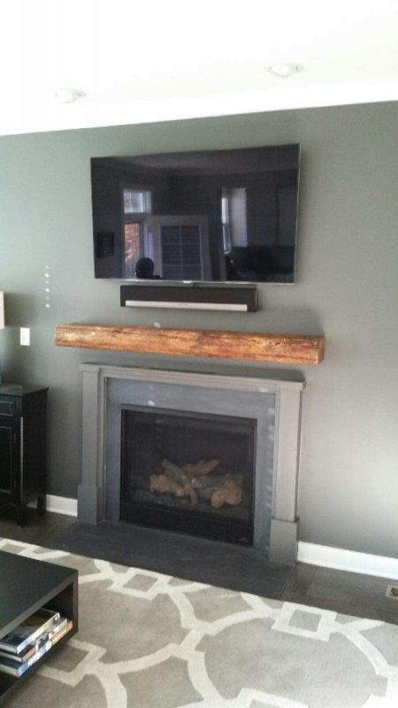 reclaimed wood rough sawn mantel