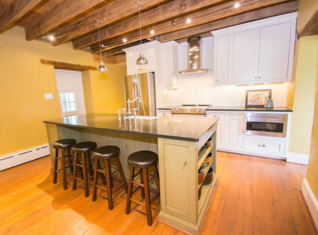 reclaimed wood kitchen beams